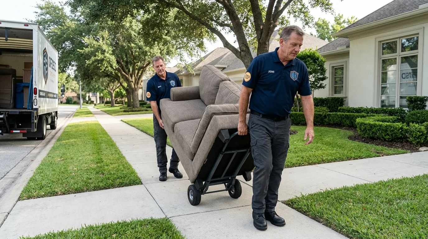Local residential moving crew loading furniture in Russellville, AL